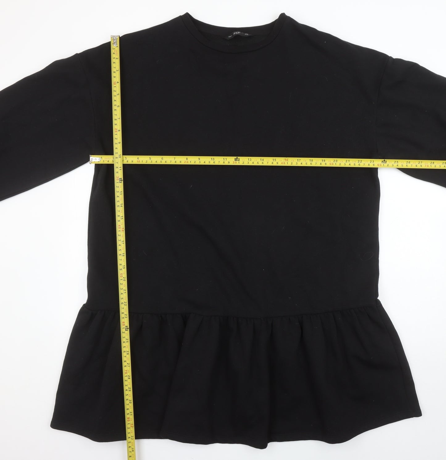 F&F Women Black Size 18 Long Sleeve Tunic Sweatshirt Dress