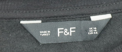 F&F Women Black Size 18 Long Sleeve Tunic Sweatshirt Dress