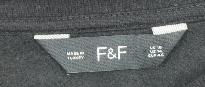 F&F Women Black Size 18 Long Sleeve Tunic Sweatshirt Dress