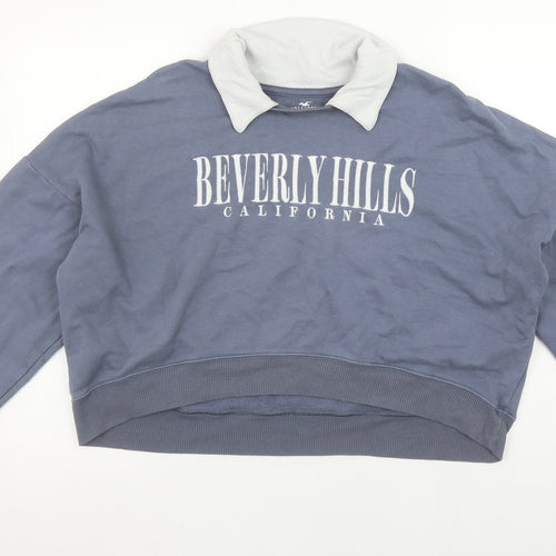 Hollister Womens Blue Beverly Hills Collared Pullover Sweatshirt L