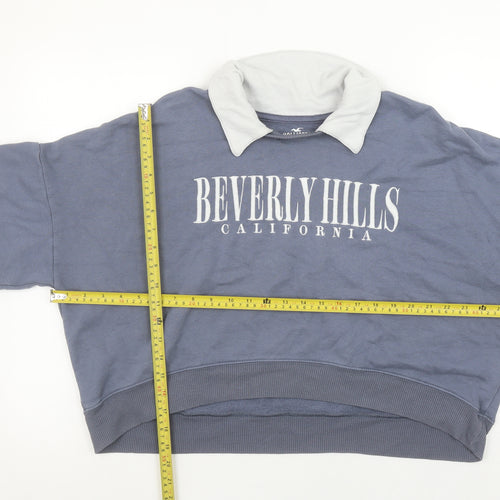 Hollister Womens Blue Beverly Hills Collared Pullover Sweatshirt L