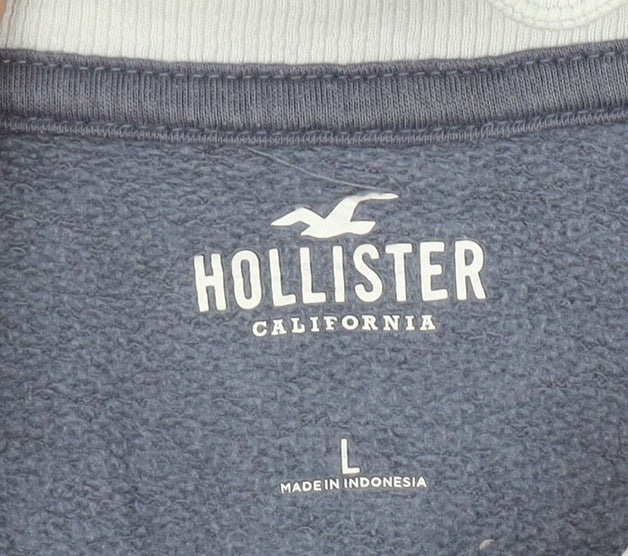 Hollister Womens Blue Beverly Hills Collared Pullover Sweatshirt L