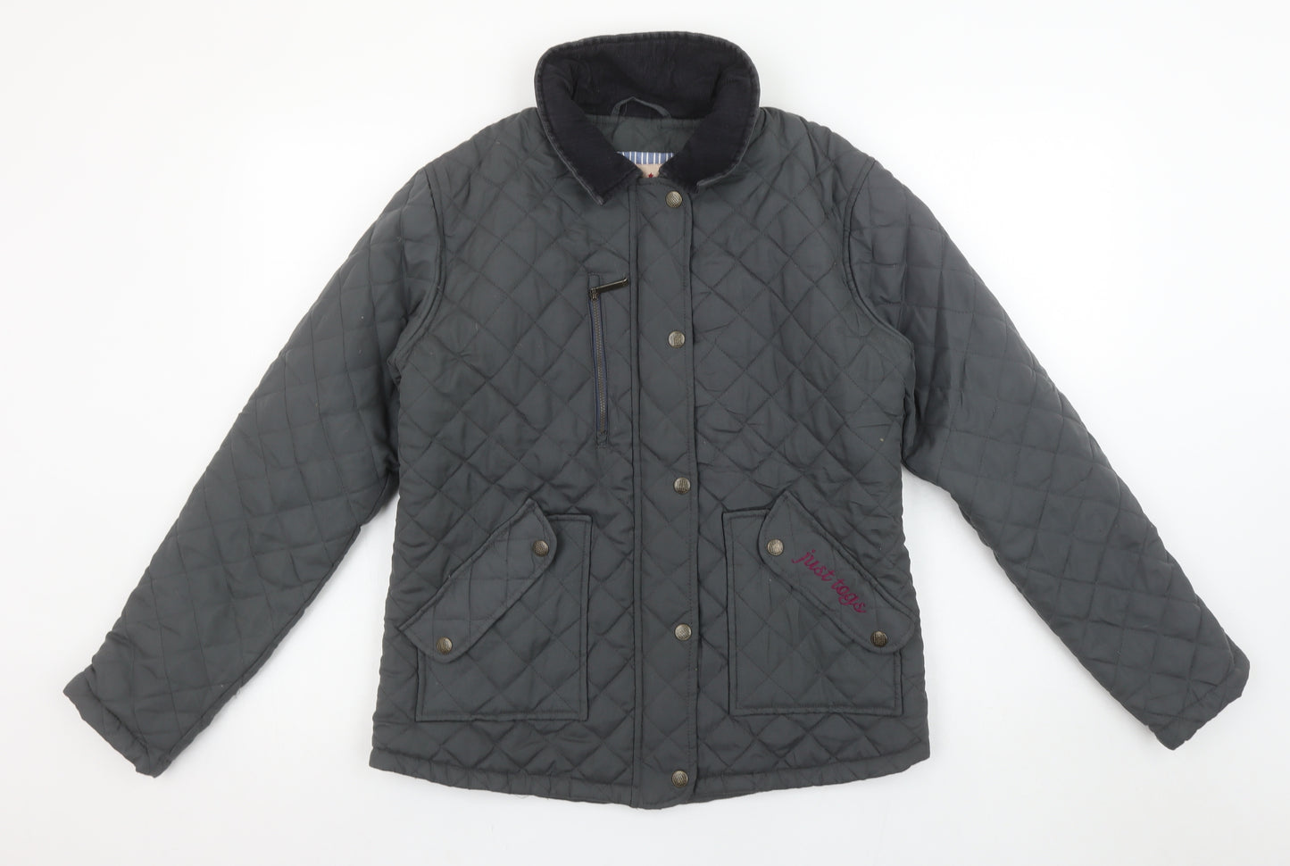 Just Togs Womens Grey Quilted Mid-Length Jacket XS