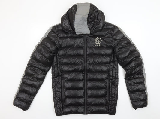 Gym King Mens Black Puffer Jacket S Hooded Padded Full Zip Winter Coat