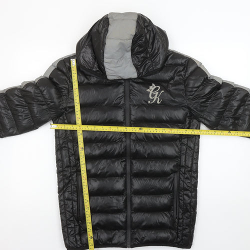 Gym King Mens Black Puffer Jacket S Hooded Padded Full Zip Winter Coat
