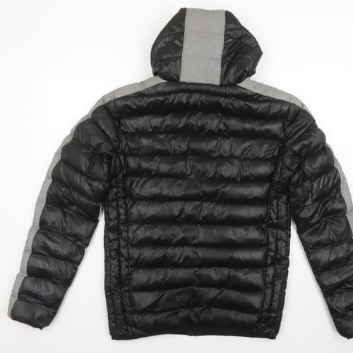 Gym King Mens Black Puffer Jacket S Hooded Padded Full Zip Winter Coat