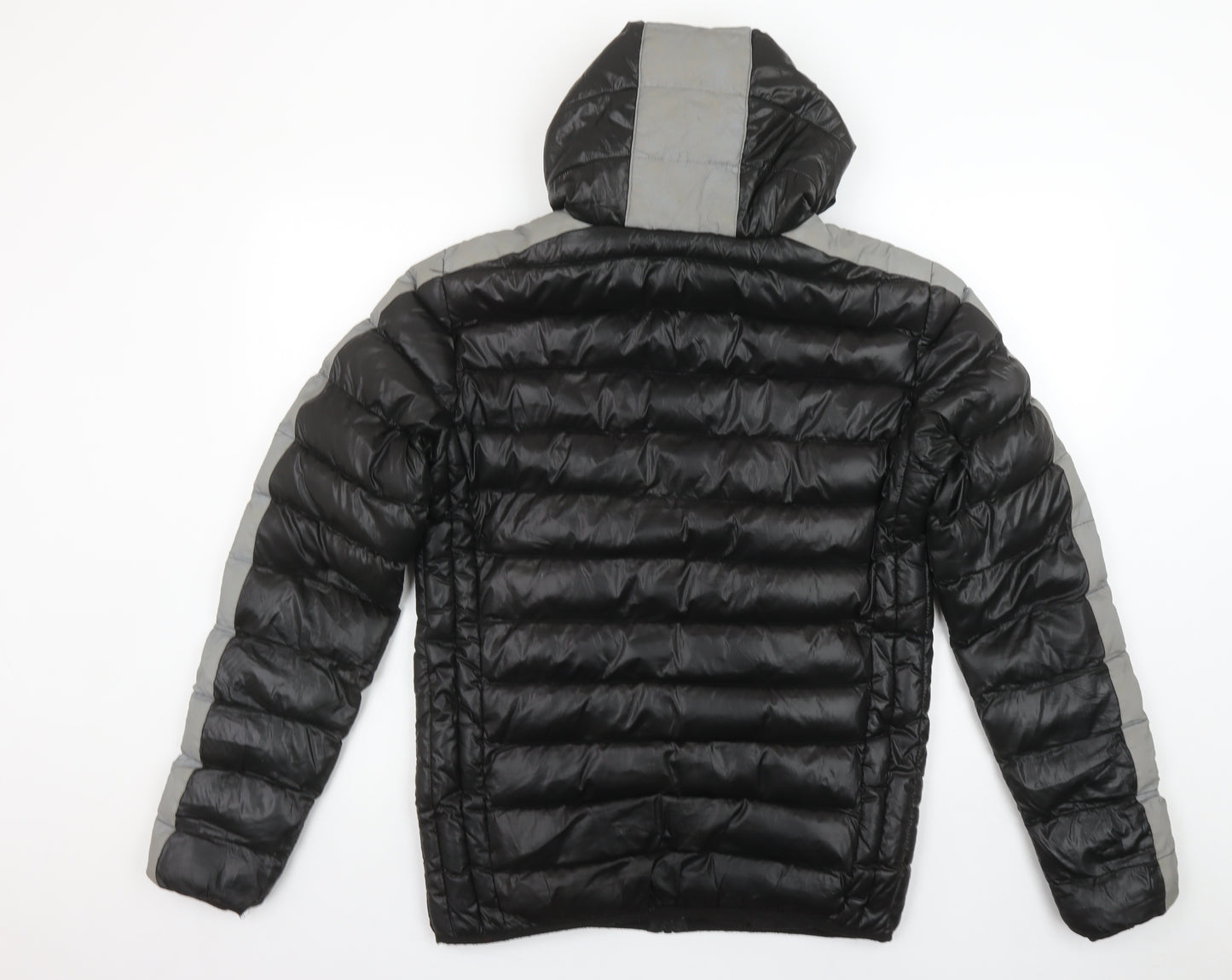 Gym King Mens Black Puffer Jacket S Hooded Padded Full Zip Winter Coat