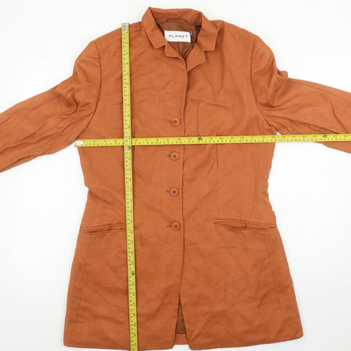 Planet Women's Brown Long Blazer Suit Jacket Size 12 Viscose Blend