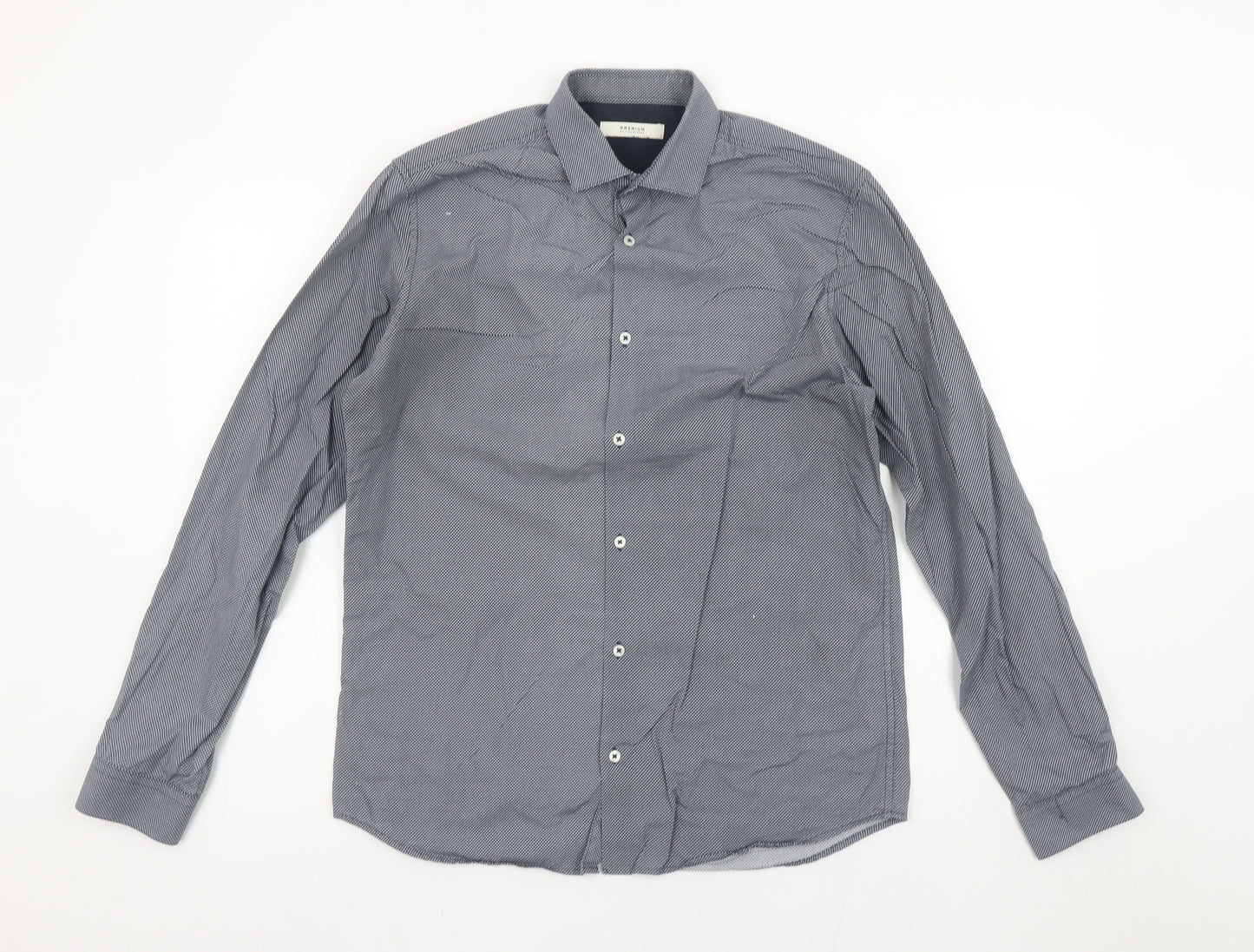 Jack & Jones Premium Men's Blue Small Slim Fit Long Sleeve Button-Up Shirt