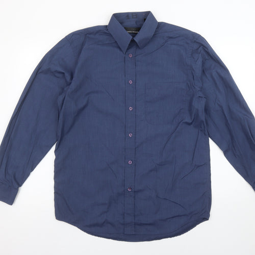 Daniel Grahame Men's Blue 15.5in Long Sleeve Cotton Blend Shirt