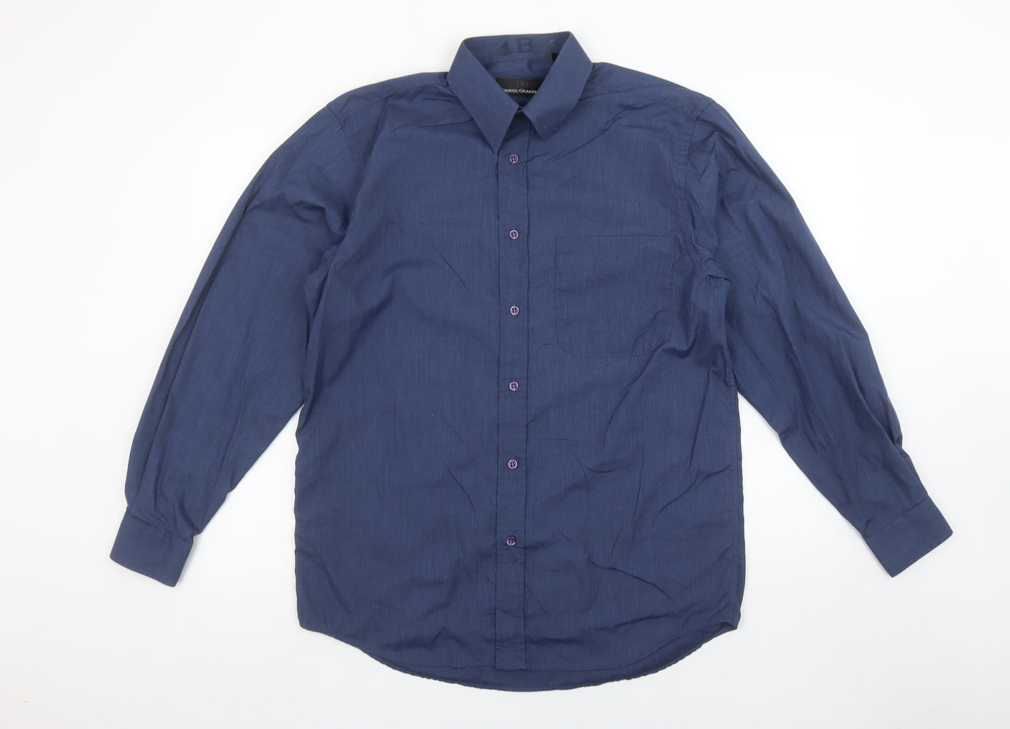 Daniel Grahame Men's Blue 15.5in Long Sleeve Cotton Blend Shirt