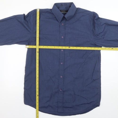 Daniel Grahame Men's Blue 15.5in Long Sleeve Cotton Blend Shirt