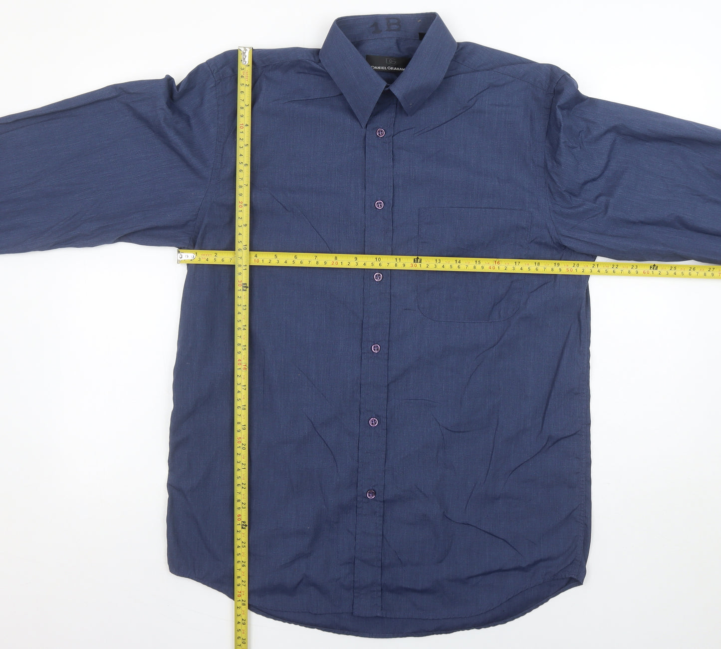 Daniel Grahame Men's Blue 15.5in Long Sleeve Cotton Blend Shirt
