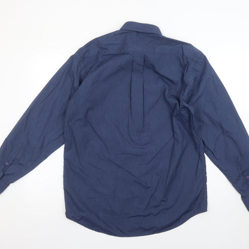 Daniel Grahame Men's Blue 15.5in Long Sleeve Cotton Blend Shirt