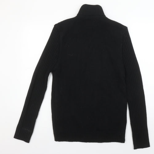 River Island Mens Black Wool Blend Button Cardigan Jumper Size S