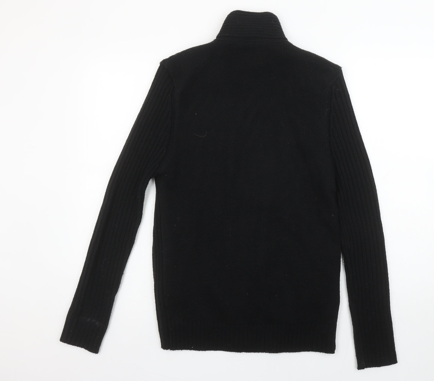 River Island Mens Black Wool Blend Button Cardigan Jumper Size S