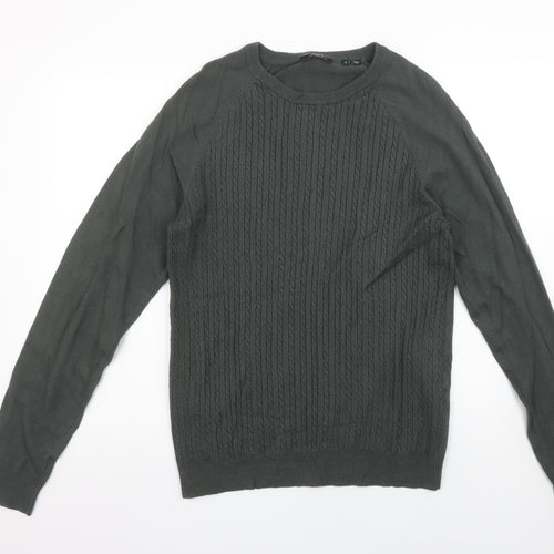Jack & Jones Men’s Green Cable Knit Crew Neck Jumper Size S