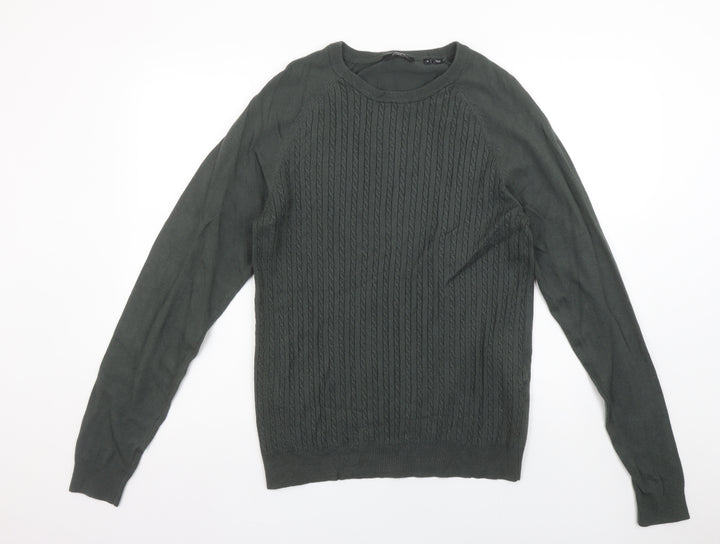 Jack & Jones Men’s Green Cable Knit Crew Neck Jumper Size S