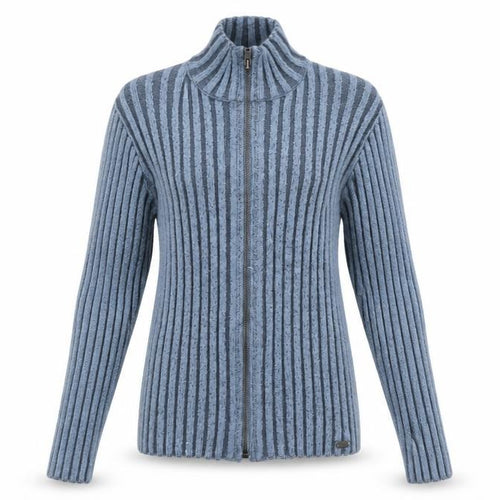 Pull&Bear Teens Blue Ribbed Full Zip Mock Neck Jumper Size 14