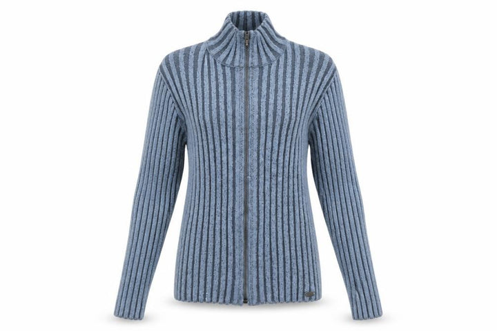 Pull&Bear Teens Blue Ribbed Full Zip Mock Neck Jumper Size 14