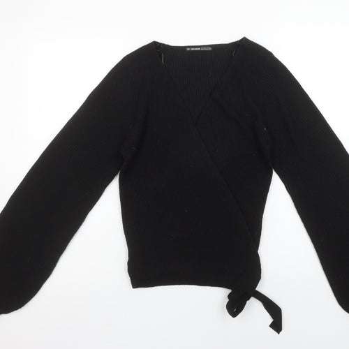 Threadbare Women’s Black Wrap Knit Jumper Size 12 Tall