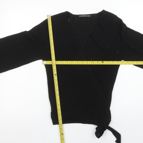 Threadbare Women’s Black Wrap Knit Jumper Size 12 Tall
