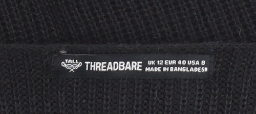 Threadbare Women’s Black Wrap Knit Jumper Size 12 Tall