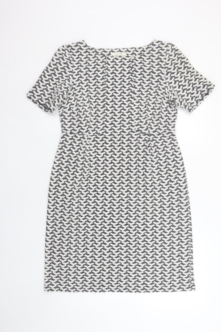 White Stuff Women's Black White Geometric Shift Dress Size 10