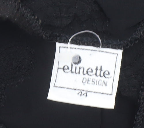 Elinette Design Women’s Black Long Sleeve Tunic Blouse UK 14