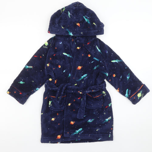 Ted Baker Boys Blue Space Fleece Hooded Robe Age 3-4 Years