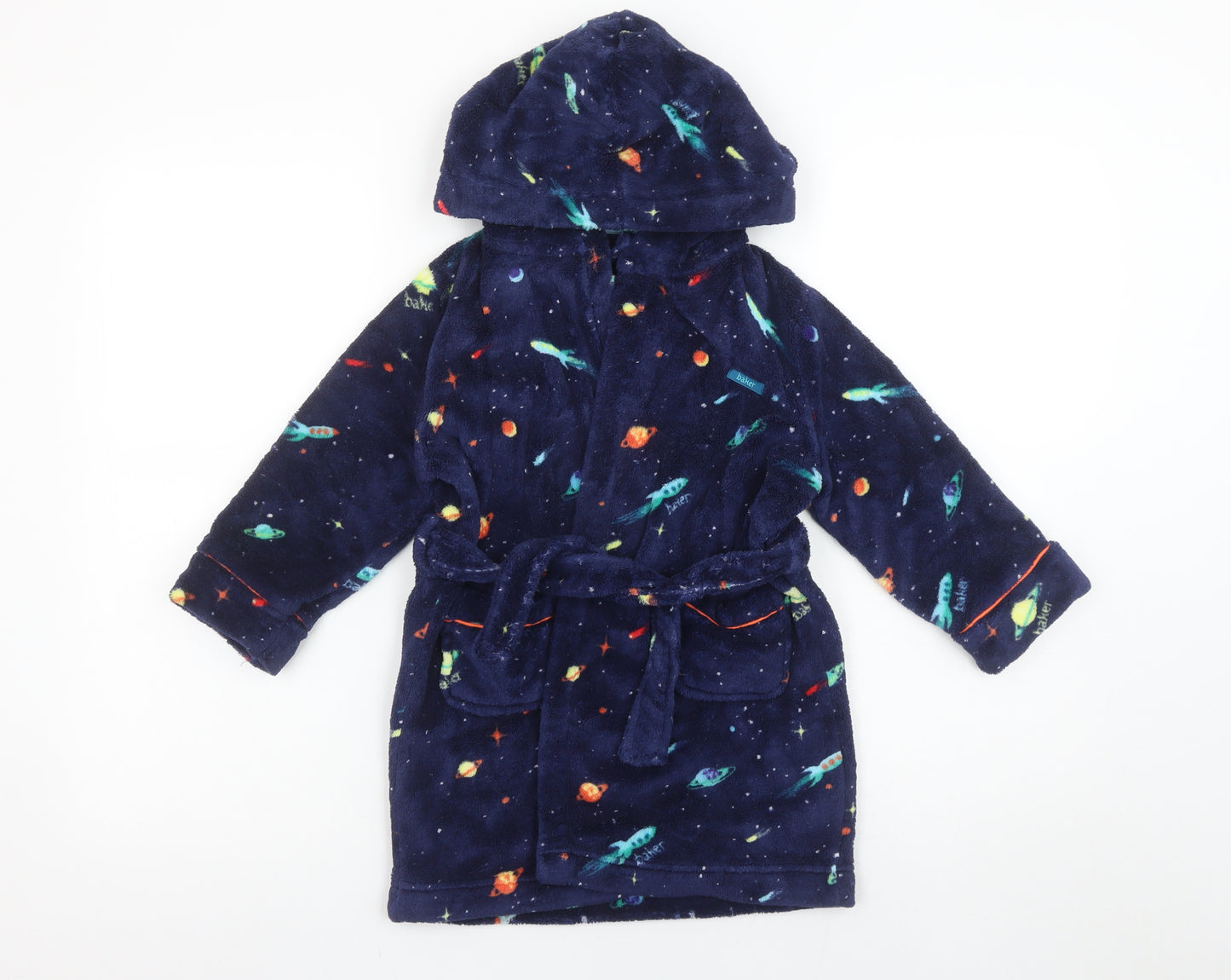 Ted Baker Boys Blue Space Fleece Hooded Robe Age 3-4 Years