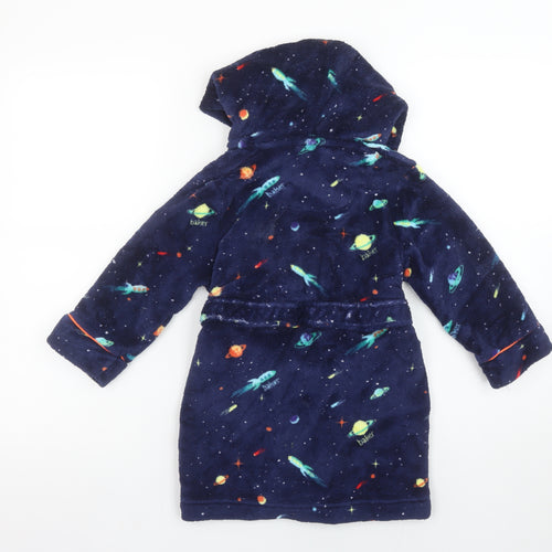Ted Baker Boys Blue Space Fleece Hooded Robe Age 3-4 Years