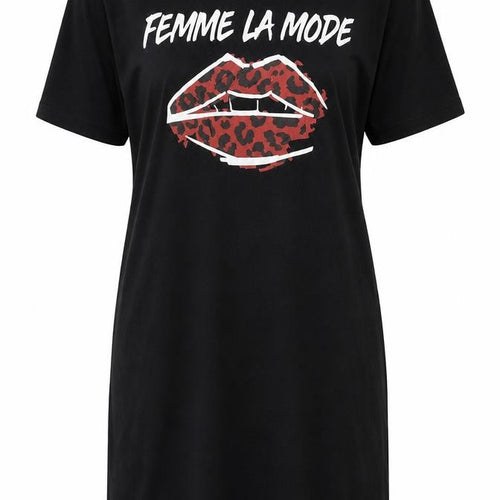 Select Womens Black Size 10 T-Shirt Dress Femme La Mode Print