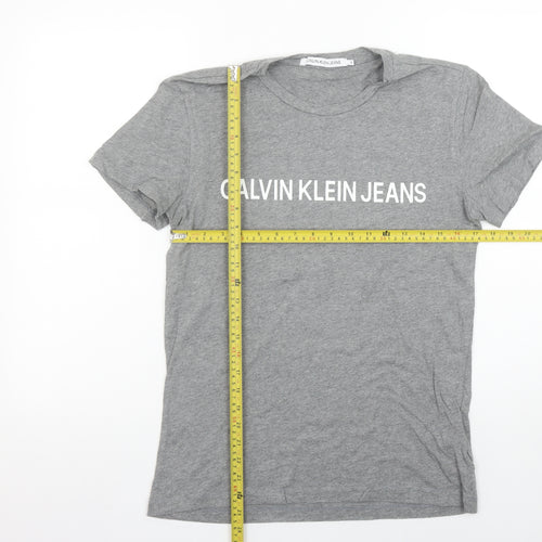 Calvin Klein Jeans Men's Grey Small Logo Cotton T-Shirt