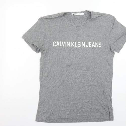 Calvin Klein Jeans Men's Grey Small Logo Cotton T-Shirt