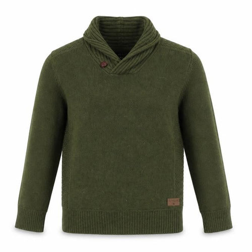 Emerald Isle Women’s Green Wool Blend Shawl Collar Jumper Size S