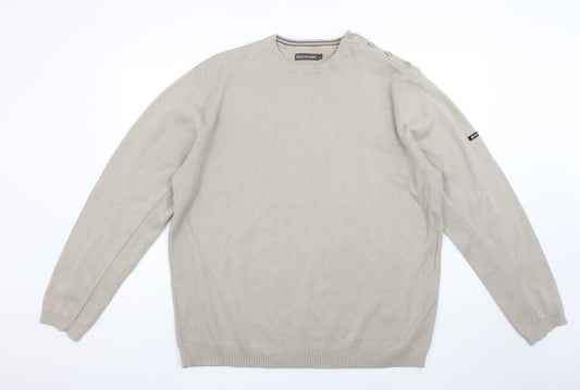 Rockport Men's Beige Cotton Crew Neck Pullover Jumper L