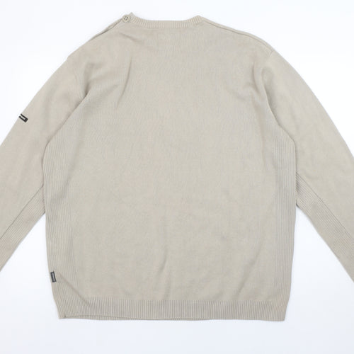 Rockport Men's Beige Cotton Crew Neck Pullover Jumper L