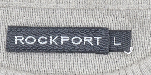 Rockport Men's Beige Cotton Crew Neck Pullover Jumper L