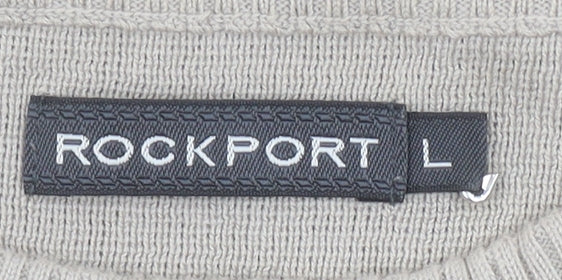Rockport Men's Beige Cotton Crew Neck Pullover Jumper L