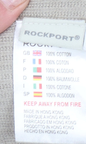 Rockport Men's Beige Cotton Crew Neck Pullover Jumper L