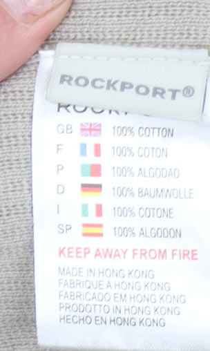 Rockport Men's Beige Cotton Crew Neck Pullover Jumper L