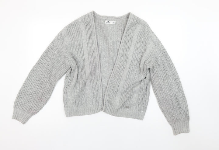 Hollister Women’s Grey Cable-Knit Open Front Cardigan XS