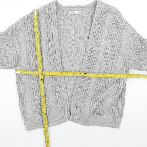 Hollister Women’s Grey Cable-Knit Open Front Cardigan XS