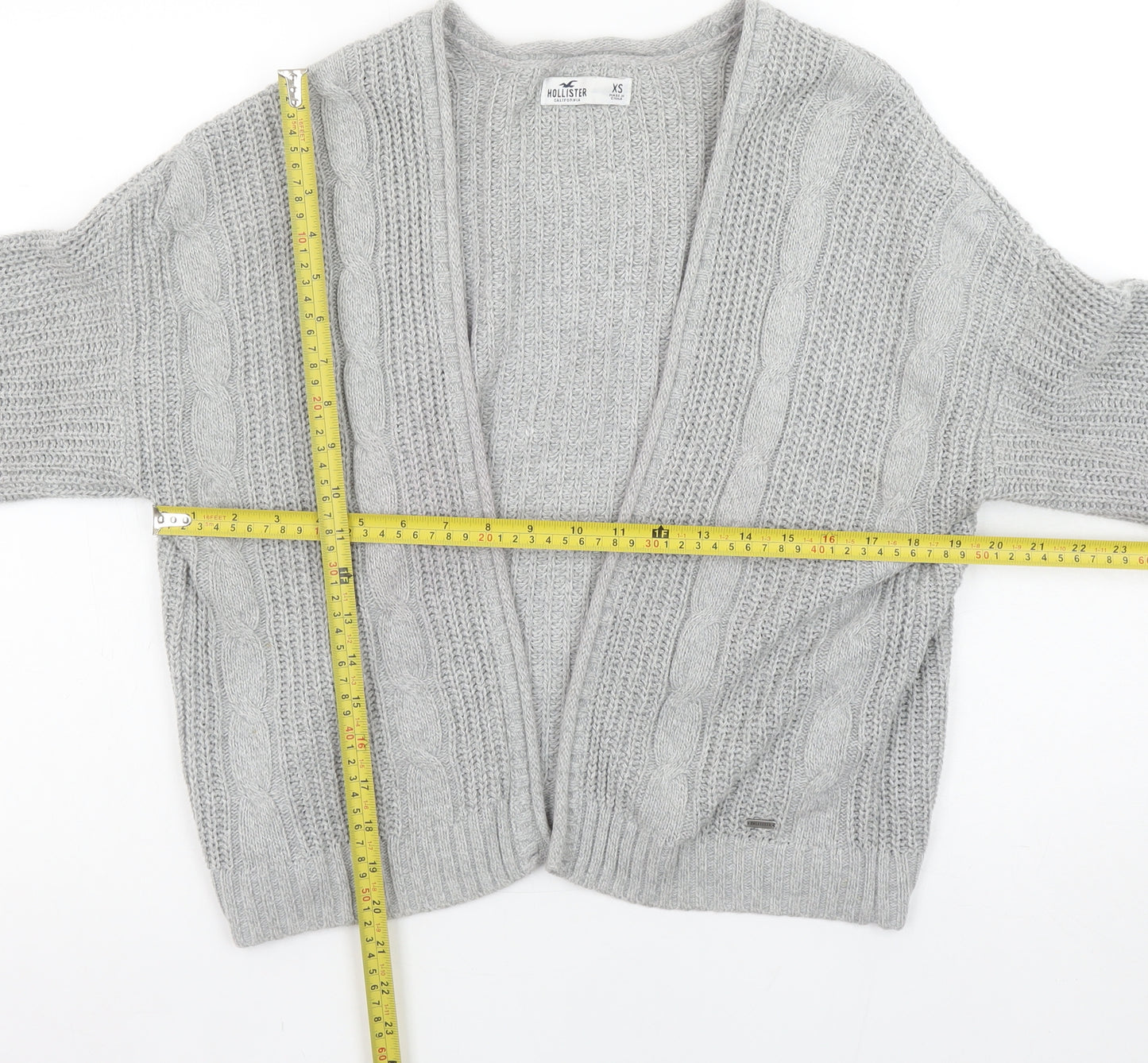Hollister Women’s Grey Cable-Knit Open Front Cardigan XS