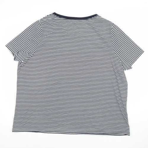 Bonmarché Women’s Blue Striped Embroidered T-Shirt Size 24