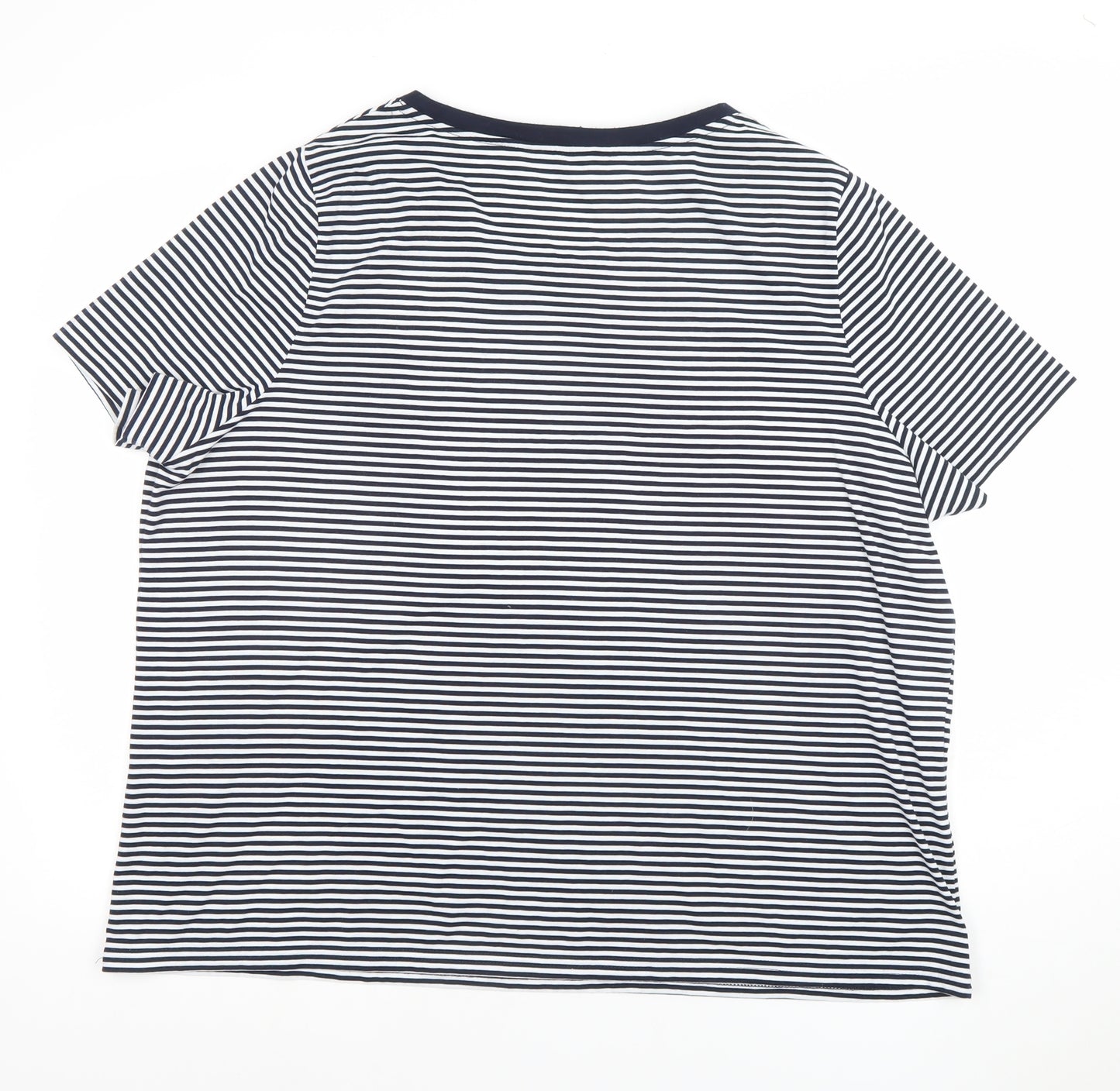 Bonmarché Women’s Blue Striped Embroidered T-Shirt Size 24