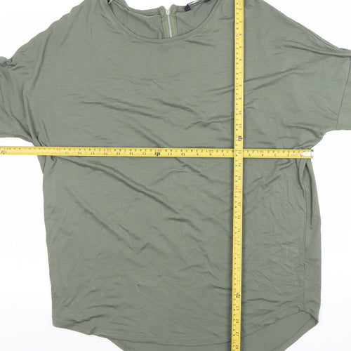 Select Womens Green Size 14 Relaxed 3/4 Sleeve Zip Back Top