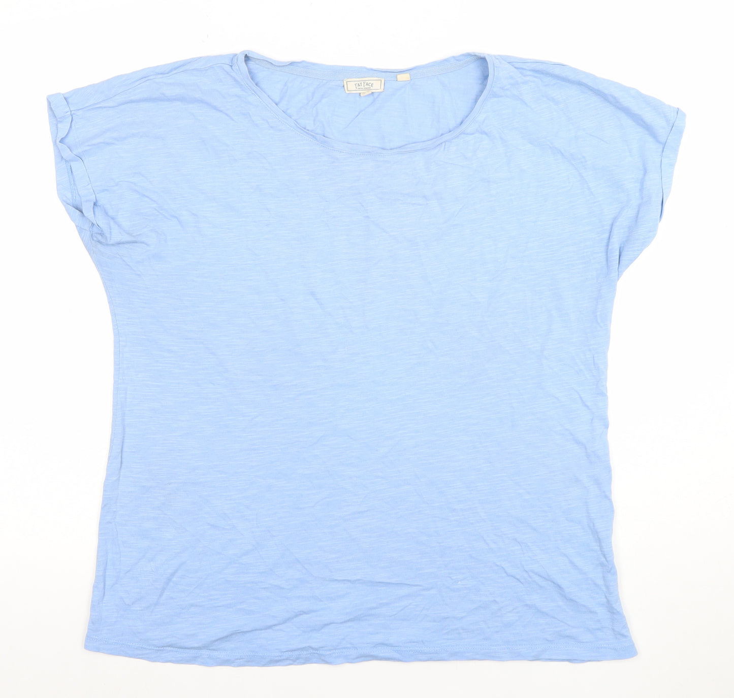 Fat Face Women's Blue Size 14 Basic Scoop Neck Cotton Modal T-Shirt