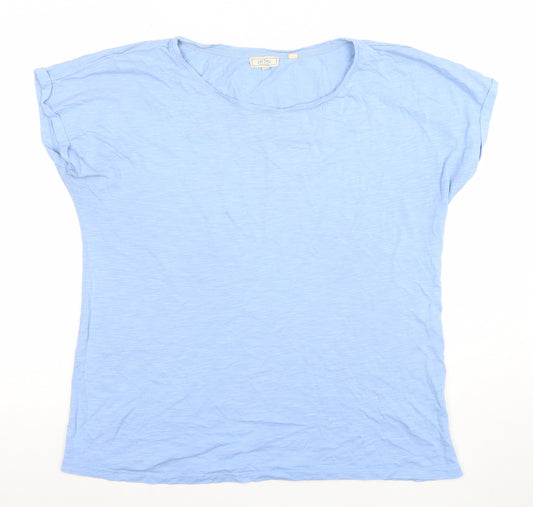 Fat Face Women's Blue Size 14 Basic Scoop Neck Cotton Modal T-Shirt